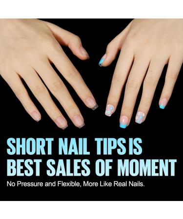 Tomicca Ultra Short Gel Nail Tips - 150 Pcs Soft Full Cover Coffin Nail Tips Set with Glue | Professional Salon Quality - 15 Sizes - Buy Online on GoSupps.com
