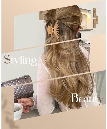 OPAUL Matte Nonslip Hair Claw Clips - Strong Hold for Thick and Thin Hair - Neutral Hair Styling Accessories - 4 Pack Black & Khaki - Perfect Christmas Gifts - Buy Online on GoSupps.com