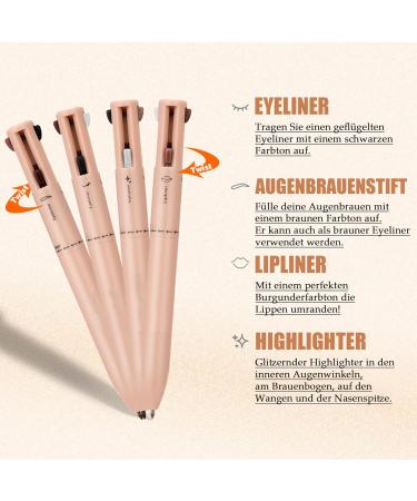  EONFAVE 4-in-1 Makeup Pen: Eyeliner + Eyebrow Pencil + Lip Pencil and Highlighter - Waterproof and Long-Lasting - Multifunctional for the Face - Buy Online on GoSupps.com