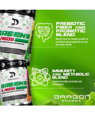 DRAGON PHARMA Greens and Reds Over 23 Nutritious Superfoods Fruits and Vegetables Optimal Health and Wellness (30 Servings Lemonade) - Buy Online on GoSupps.com