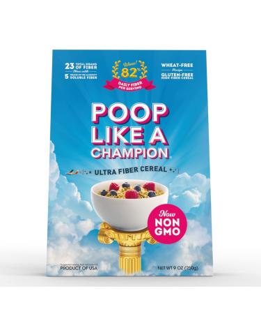Poop Like a Champion Healthy Choice Ultra High Fiber Cereal - A Low Carb Food, Keto Friendly Food & Fiber Supplement | Breakfast Essentials with Soluble Fiber, Insoluble Fiber & Psyllium Husk Powder 9 Ounce (Pack of 1)