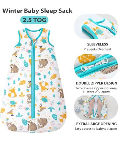 Mosebears Baby Winter Sleeping Bag 2.5 Tog - Green Zoo 18-24 Months | 100% Cotton | For Birth to 24 Months - Buy Online on GoSupps.com