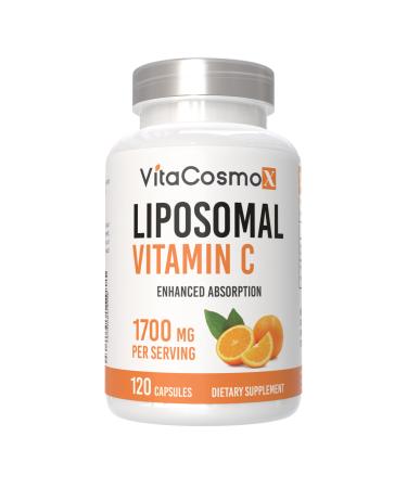 VitaCosmoX Liposomal Vitamin C Supplement 1700mg 120 Capsules 100% Vegetarian Non-GMO & Gluten Free High Absorption