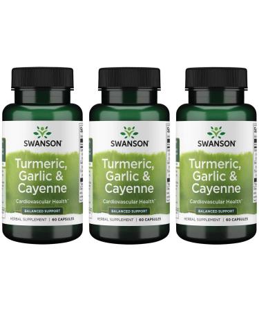Swanson Full Spectrum Turmeric Garlic & Cayenne 60 Capsules (3 Pack)