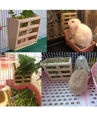 ANCLLO Rabbit Hay Feeder Rack Wooden Wall-mountable Hay Manger for Small Pets Bunny Chinchilla Guinea Pigs - Buy Online on GoSupps.com