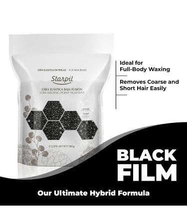 Starpil Black Hard Wax Beads 1000g - Stripless Low Temperature Wax for Hair Removal - Face, Body, Bikini, Brazilian - 2.2 lb Bag (Pack of 1) - Buy Online on GoSupps.com