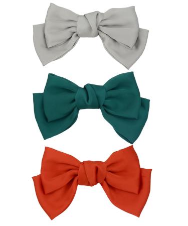 Women & Girls Chiffon Large Hair Clips - 3 Pack in Green Gray Orange | Stylish Accessories for All Occasions - Buy Online on GoSupps.com