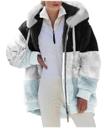 Hanxiulin Women's Long Hooded Fleece Jacket - Plush & Cuddly Winter Coat (5XL Light Blue) - Perfect for Cold Weather - Buy Online on GoSupps.com