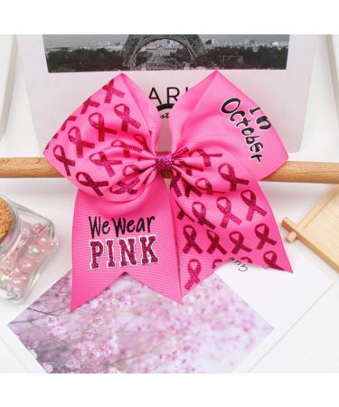 Set of 4 Subesty 7Large Breast Cancer Awareness Girls Cheerleader Hair Bows - Elastic Ponytail Holders for Cheerleader Girls - Ribbon Cheerleader Hair Bow Set - Buy Online on GoSupps.com