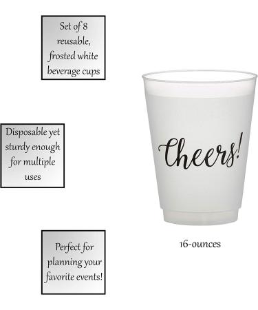 SB Design Studio Sips Drinkware 16oz Frosted Plastic Cups - 8 Count Cheers (D2205) - Buy Online on GoSupps.com