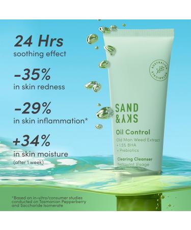 Sand & Sky Oil Control Clearing Cleanser | Gentle Daily Face Wash for Oily Acne-Prone & Sensitive Skin with Salicylic Acid AHAs & Prebiotics | International Shipping Available - Buy Online on GoSupps.com