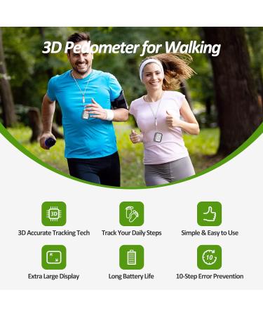 3D Pedometer with Step Counter, Large Display, and Clip Accurate Step Tracker for Men, Women, Kids Includes Lanyard - Buy Online on GoSupps.com