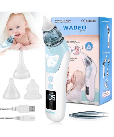 Wadeo baby nasal sucker electrically nasal aspirator rechargeable USB charging LCD screen with 5 suction thicknesses and 3 silicone peaks nose cleaners for newborns infants and toddlers 5 suction levels with LCD screen and LED lights - Buy Online on GoSupps.com