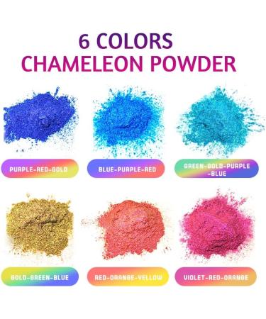 Chameleon Mica Powder - Color Changing Pigment for Epoxy, Tumblers, Nail Art, Soap Making - 6 Colors - Buy Online on GoSupps.com