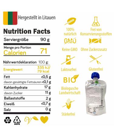 Organic Quetschies by Marmaluzi - Premium Baby Fruit Puree (Apple & Banana) - 14 Pack (90g each) - No Added Sugar or Additives - Ideal for 4+ Months - Buy Online on GoSupps.com