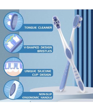Medium Toothbrushes for Adults - 6 Pack with Tongue Scraper & Ergonomic Handle | Travel Friendly & Assorted Colors - Buy Online on GoSupps.com