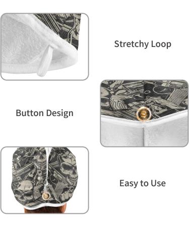 Violence Skull Dry Hair Cap & Quick Drying Towel Set | 2 Piece Super Absorbent Towel with Button Headband - Soft & Comfortable - Buy Online on GoSupps.com
