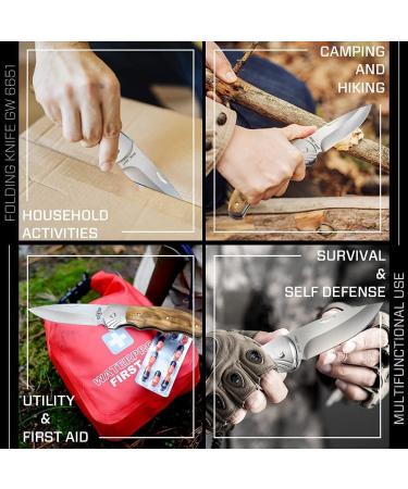 Gentleman's Folding Pocket Knife with Wood Handle - Sharp Blade for Camping & Hunting - EDC & Outdoor Gear - Perfect Gift for Men - Buy Online on GoSupps.com