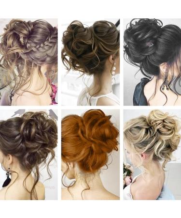 FDEETY Messy Bun Hair Piece Rubber Band Wavy Curly Hair Chignon in Hairpieces Tousled Updo Hair Bun Synthetic Hair Ponytail for Women Girls (Brilliant Brown) - Buy Online on GoSupps.com
