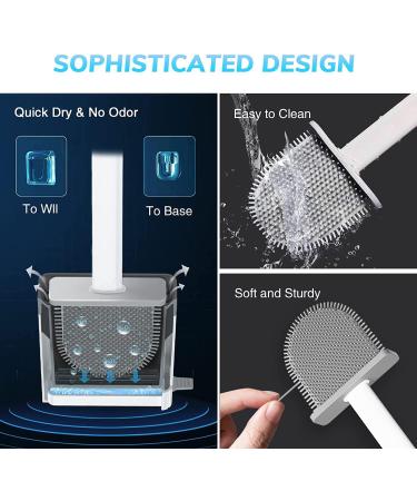 Flexer Silicone Toilet Brush and Holder - Deep Cleaning Rubber Brush for Bathroom - Gray - Buy Online on GoSupps.com