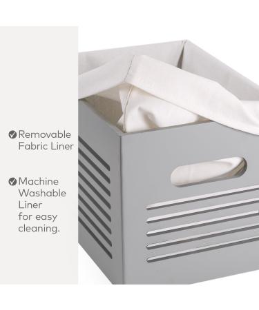 2 Pack Gray Bathroom Decor Box - Toilet Tank Basket Topper for Toilet Paper Storage - Wood Bathroom Baskets with Soft Linen Lining - Countertop Organizer - Buy Online on GoSupps.com