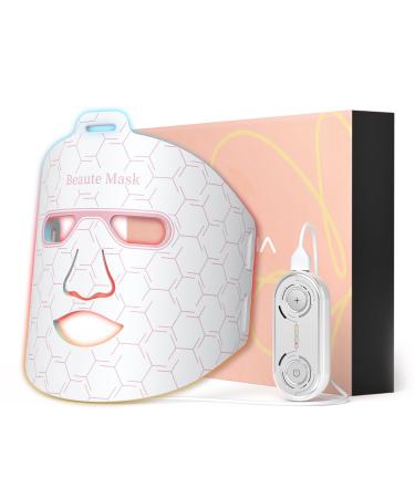 IBORRIA Led Face Mask Light Therapy Near infrared Red Light Therapy for Face Flexible Silicone Light Therapy Mask Red Light Therapy Mask for at Home Face Masks Skincare (Sleek White)