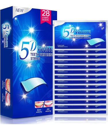 Vinmall 14 strips 28 pieces teeth whitening 5D white professional teeth whitening white teeth strips help eliminate / smoking / coffee / soda / stained wine mint flavor