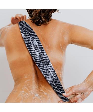 EUPSIIU 2 Pieces Exfoliating Body Scrubber Extra Long Exfoliating Towel Shower Wash Black Cloths Washcloth Loofah Special Texture Makes Fluffy Foam Lather for Cleaning Dirt on The Skin (Black) Polyester - Buy Online on GoSupps.com