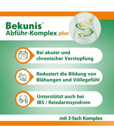 Hansa Naturheilmittel Bekunis Abf hrKomplex plus Macrogol + Flohsamenschappen + Simethicone For constipation with associated flatulence and bloating 10 sachets to mix with water Orange Medical - Buy Online on GoSupps.com