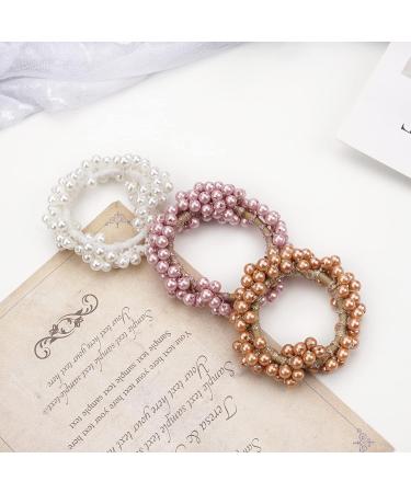 6pcs Pearl Hair Tie Elastic Beaded Scrunchies for Women and Girls - Buy Online on GoSupps.com