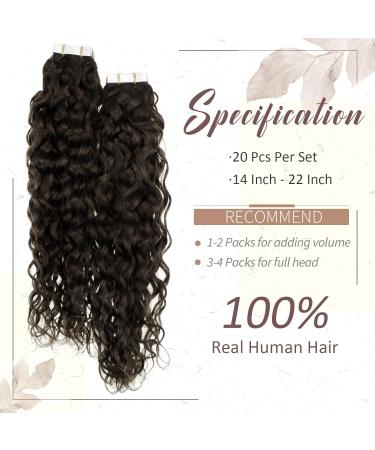 Wavy Tape in Hair Extensions 14 Inch Dark Brown Human Hair - 50g 2-Tape #2-NW - Buy Online on GoSupps.com