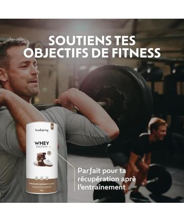 foodspring - Whey Protein Powder Chocolate Coconut - With 22g of muscle growth protein perfect solubility ultra-filtered and rich in BCAA and EAA - complete and delicious taste (750g) - Buy Online on GoSupps.com