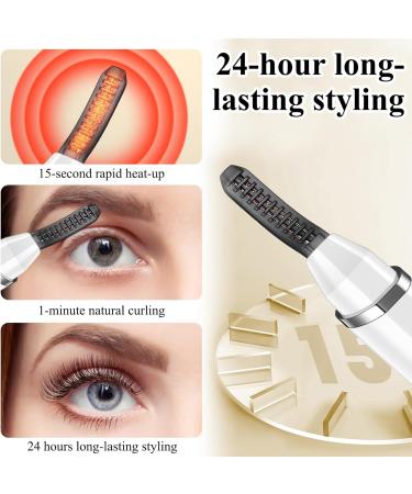 Heated Eyelash Curler Comes with Eyebrow Razor USB Rechargeable Heated Lash Curler with 4 Gear Temperature Control Electric Eyelash Curler 10s Quick Heat 24 Hours Long Lasting Curling Eyelash - Buy Online on GoSupps.com