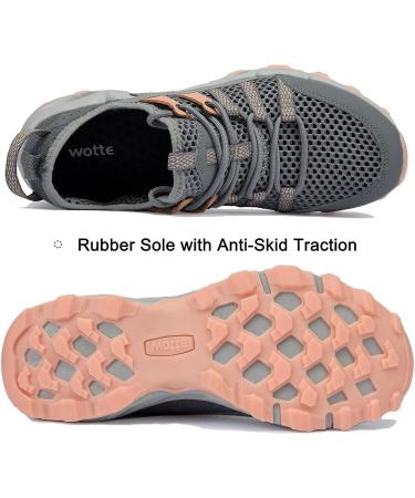 Auzons Women's Water Hiking Shoes - Pink, Size 8 | Quick Dry, Non-Slip Aqua Sneakers - Buy Online on GoSupps.com