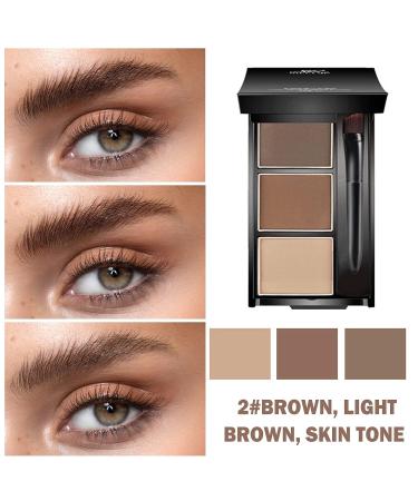 Waterproof Three-Color Eyebrow Powder Palette for Natural Brow Shape - Brown/Light Brown/Skin Tone - Buy Online on GoSupps.com