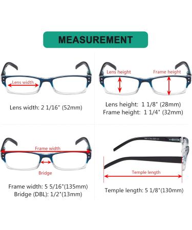 Eyekepper 4-Pack Rectangular Reading Glasses for Men & Women with Spring Hinges - +2.00 Diopters Blue - Buy Online on GoSupps.com