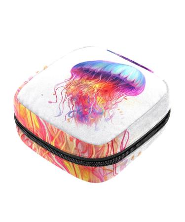 HomeDecorZone Portable Period Kit Bag Feminine Product Pouch for Girls for Pads Bag and Tampons with Zipper Jellyfish Multicoloured 20