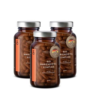 3 Set - Bio Mary thistle Artichokes Complex High -dose - 360 capsules for 180 days - Mary thistle capsules with artichokes extract - rich in Silymarin & bitter substances - vegan