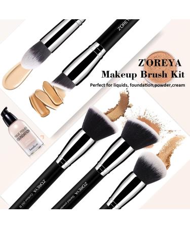 Zoreya Makeup Brush Set - Premium 15 Piece Kabuki Brush Set for Cosmetics - Cruelty-Free Synthetic Brushes for Foundation, Concealer, Blush, and Eye Shadows - Buy Online on GoSupps.com