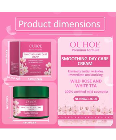 HANGGON Organic smoothing day care natural cosmetics antiaging face cream moisturizer with wild rose and white tea reduces fine lines antiwrinkle cream for all pink - Buy Online on GoSupps.com