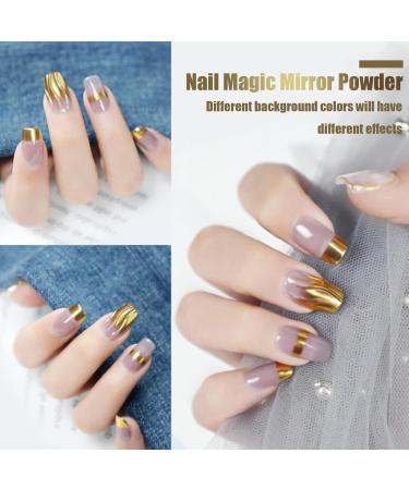Chrome Nail Powder 6 Boxes - Aurora Magic Mirror Effect Holographic Glitter Sequins for DIY Nail Art - Gold - Buy Online on GoSupps.com