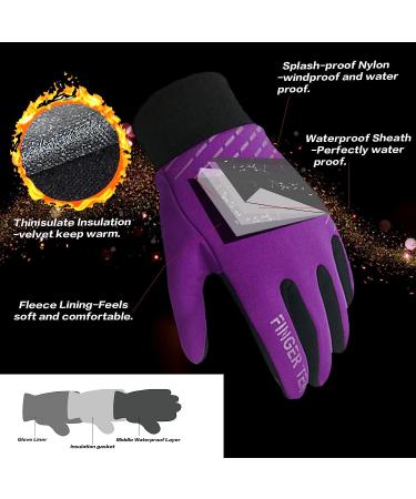 Amrta Kids Winter Gloves - Waterproof Thermal Mittens for Boys and Girls - Anti-Slip - Touchscreen - Purple Large - Buy Online on GoSupps.com