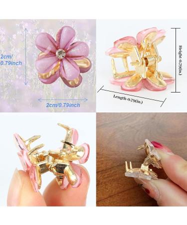 12Pcs Mini Pearl Flower Hair Claw Clips - Blue and Pink Set for Women & Girls | Decorative Hair Accessories - Buy Online on GoSupps.com