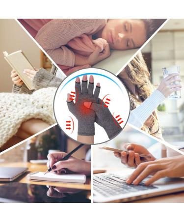 Gebell Rheumatoid Arthritis Fingerless Compression Gloves - Joint Pain Relief Hand Mittens for Carpal Tunnel - Gray - Buy Online on GoSupps.com