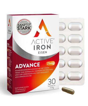 Active Iron Advance | 25mg | 30 capsules | Is 2X better absorbed than iron sulfate Active Iron Advance