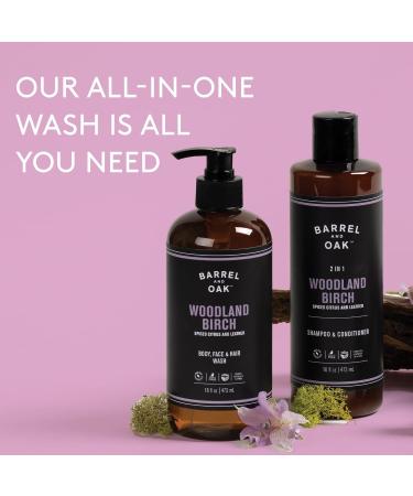 Barrel and Oak All-In-One Body Wash for Men - Vegan Essential Oil Cleanser for Hair Face & Body - Refreshing Woodland Birch Scent (16 oz - Buy Online on GoSupps.com
