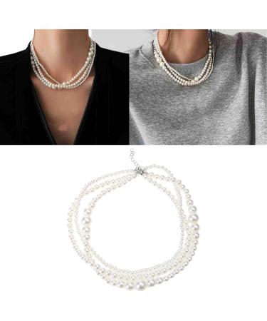 Oralgos Multi-Layer Pearl Choker Necklace for Women | Elegant Imitation Pearls for Weddings Parties & Birthdays - Buy Online on GoSupps.com