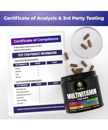 Alpha Tribe Multivitamin for Men with Sea Moss, Black Seed Oil, Ashwagandha, Turmeric Bladderwrack, Burdock,Vitamin C, Elderberry, Manuka, Yellow Dock | Daily Men's Vitamins and Minerals Supplement 120 Count (Pack of 1) - Buy Online on GoSupps.com