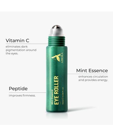 Abera Eye Roller Serum for Men Eye Bags Dark Circles & Puffiness Treatment Mint Essence with Vitamin C & Peptides 0.34 fl oz - Buy Online on GoSupps.com