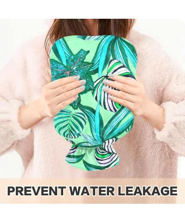 NAANLE 2L Transparent Hot Water Bottle - Green Palm Leaf Design for Back Pain Relief Hand & Foot Warmer Neck Warmth & Cold Therapy - Buy Online on GoSupps.com